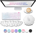 Premium Quality Cloud Wrist Rest Keyboard & Mouse Pad Set – Ergonomic Memory Foam Desk Accessories with Wrist Support for Office & Gaming – White Lether