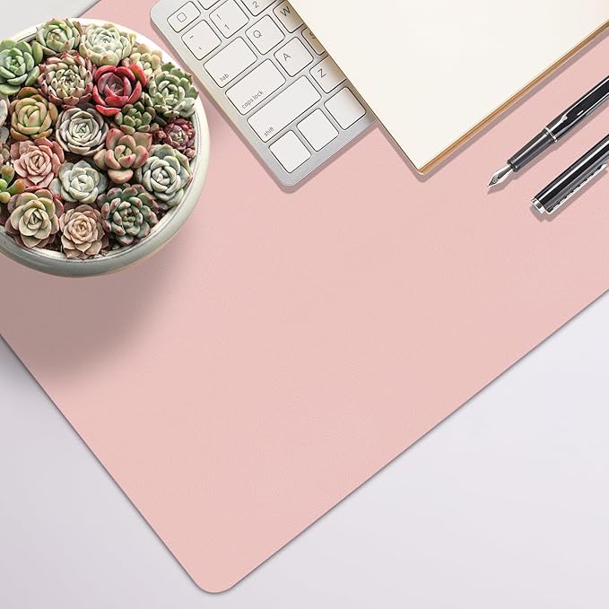 Leather Desk Pad Mat, Pink Computer Desk Mat Non-Slip, PU Large Mouse Pad for Desk, 31.5" x 15.7" Mouse Pad Waterproof Keyboard Mat for Office/Home/Decor