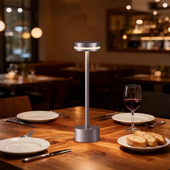 2 Pack Modern Cordless Table Lamp Rechargeable, Aluminum Touch Lamp & 4000mAh Battery Operated, 3000K LED Table Lamps for Home Decor, Dining, Reading, Desk, Bedroom, Gift