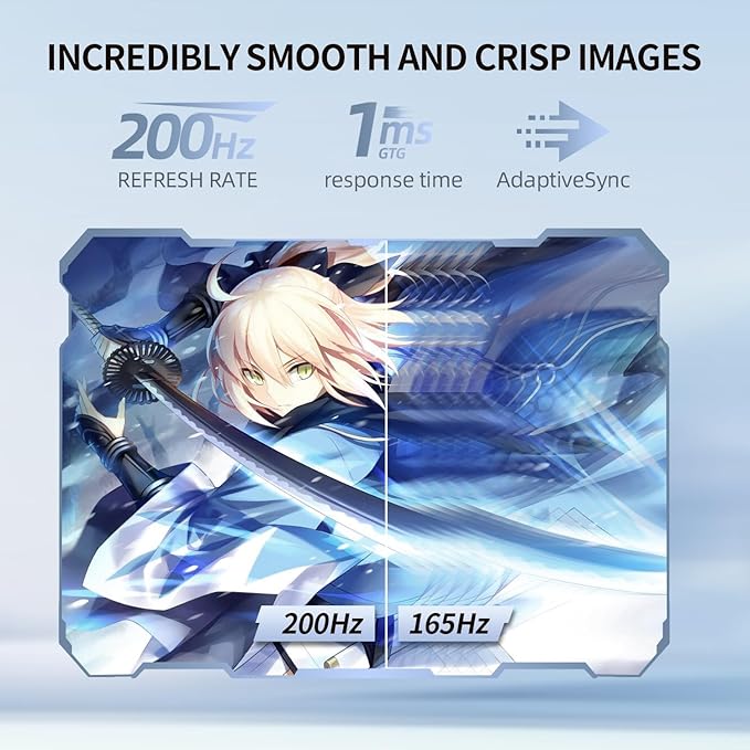 27 Inch White 180/200Hz Gaming Monitor, QHD 2560x1440 Fast IPS PC Monitor, Adaptive Sync, 100% sRGB, HDR10, Built-in Speaker, Height/Swivel/Tilt/Rotating Adjustable Stand, HDMI, Displayport