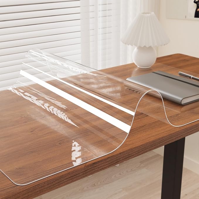 Oterri Clear Writing Desk Pad, 16’’x36” Heat Resistant Waterproof PVC Round Edge Durable Desk Protect Mat, Anti-Static Writing Mat Table Protector