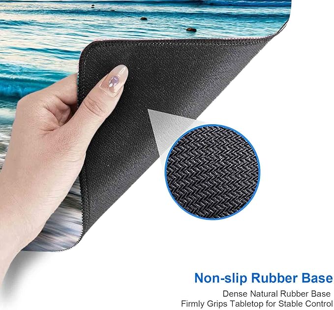 IMAYONDIA Large Mouse Pad, Non-Slip Rubber Base Mousepad with Stitched Edges, Keyboard Mouse Mat Desk Pad for Work, Game, Office, 31.5x11.8 Inch - Sunset or Sunrise Beach