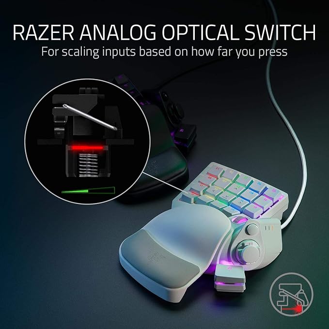 Razer Tartarus Pro Gaming Keypad: Analog-Optical Key Switches - Rapid Trigger - Adjustable Actuation - 32 Programmable Keys - Customizable Macros - Chroma RGB Lighting - Mercury White