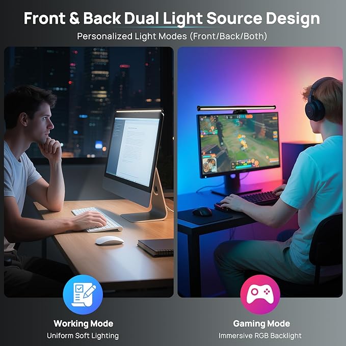Hive Vibes 17" Monitor Light Bar with 15 Colors RGB Backlight, Wireless Remote and App Control, 3 Colors Temperature, Stepless Dimming, Eye Care, Anti-Glare Desk Lamp for Home, Office and Gaming