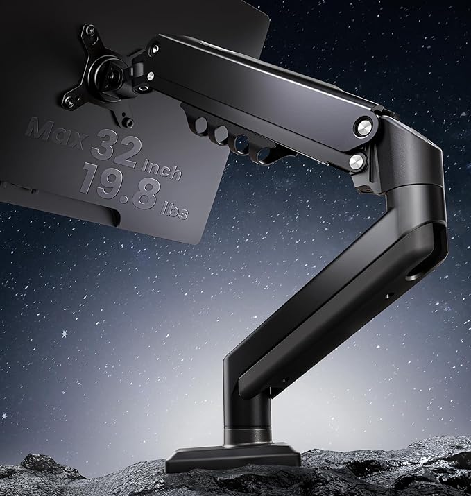 SIAGO Single Monitor Stand, 15 to 32 Inch Monitors Arm, Adjustable Mount with C-Clamp and Grommet Installation, Made of Iron and Al, VESA Monitor Stand for Desk - Fits 4.4 to 19.8lbs Monitors