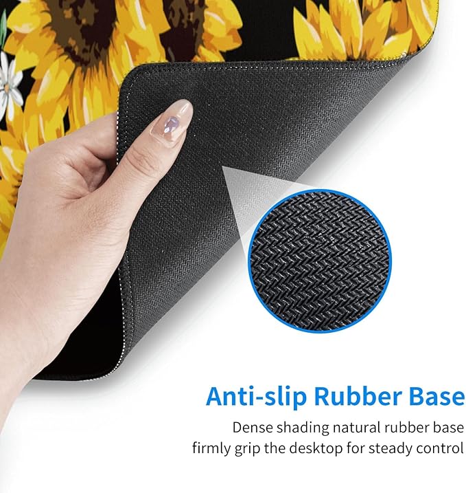 Sunflower Mouse Pad Extended Large Gaming Mousepad XL Big Long Oversized Desk Mat Stitched Edges 31.5 X 11.8 Inch for Home Office