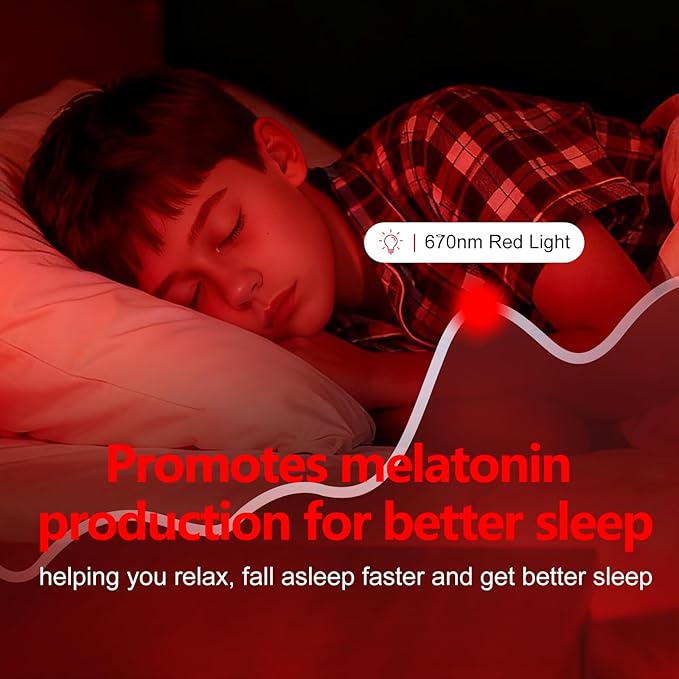 Red Night Light - 670nm Red Light Sleep Lamp for Bedside Sleep - Rechargeable Night Lamp for Bedroom - No Blue Light Lamp - Portable Rechargeable Night Lamp for Sleep, Relaxation, Yoga, Travel