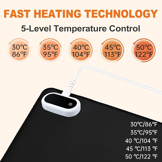 Heated Desk Pad, Heated Mouse Pad - 31.5 x 13 inch, Heated Desk Mat, Desk Warmer with 5 Heat Levels & Auto Shut-Off - Ideal for Office and Home(Pink)