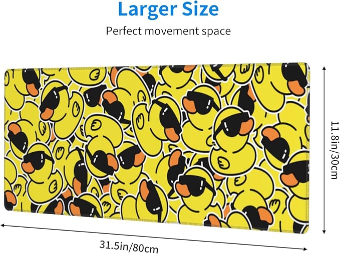 Duck Mouse Pad Extended Large Gaming Mousepad XL Big Long Oversized Desk Mat Stitched Edges 31.5 X 11.8 Inch for Home Office
