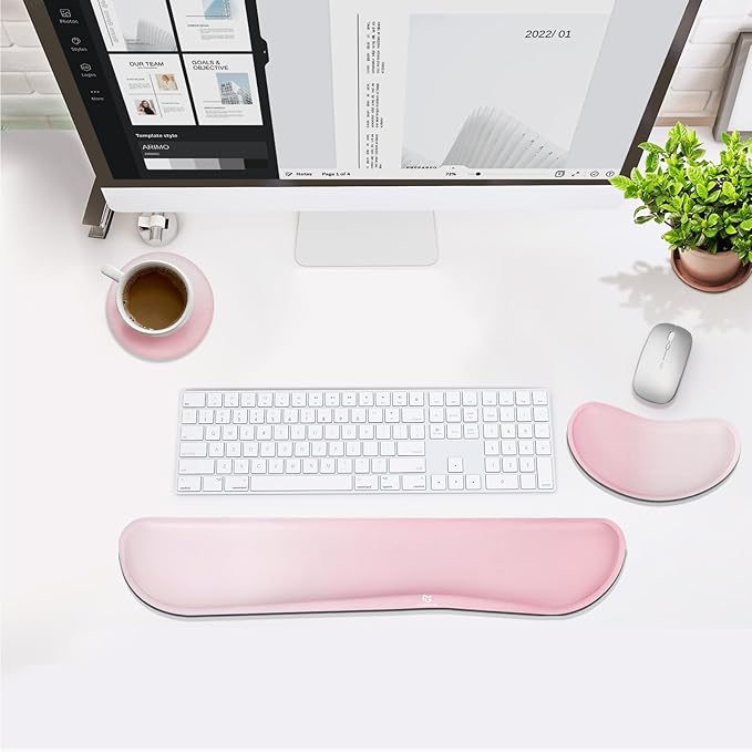 Gimars Upgrade Enlarge Silky Gel Memory Foam Keyboard Wrist Rest, Wrist Rest for Computer Keyboard, Ergonomic Mouse pad Rests for Typing, Wrist Support for Office, Gaming, Pink Gradient