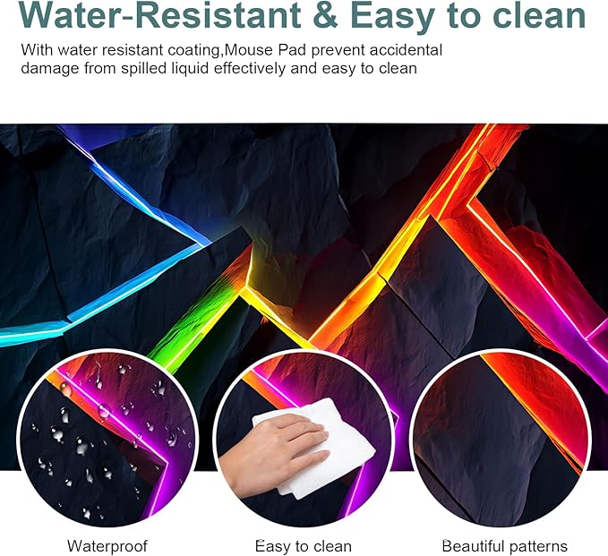 Energy Bar Extended Gaming Mouse Pad 31.5x11.8inches Large Desk Mat Anti-Slip Rubber Base & Durable Stitched Edges for Gamers Smooth Mouse Writing Surface for Desk Office/Home