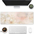 Desk Mat,Minimalist Flowers and Leaves Large Gaming Mouse Pad for Desk XL,Golden Line Floral Desk Pad,Extended Big Computer Keyboard Mouse Pad with Non-Slip Base Stitched Edges 31.5"x11.8"