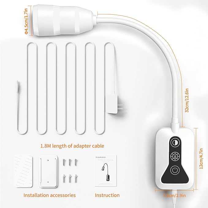 LED Wall Mounted Reading Light with Wave Sensor/Touch Switch, 5 Color & 5 Level Dimmable Touch Book Light for Reading with USB C Charging Port, Eye-Care Bedside Reading Lamp for Bed,Heaboard (White)