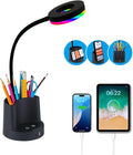 HomeFocus LED Desk Lamp,Eye-Caring Dimmable Reading Light,RGB Night Light,Student Lamp,Lamp,Table Lamp,Metal Flexible Gooseneck Lamp,Desk Lamp for Home,Office,Gift for Kids,Students,Women,Black.
