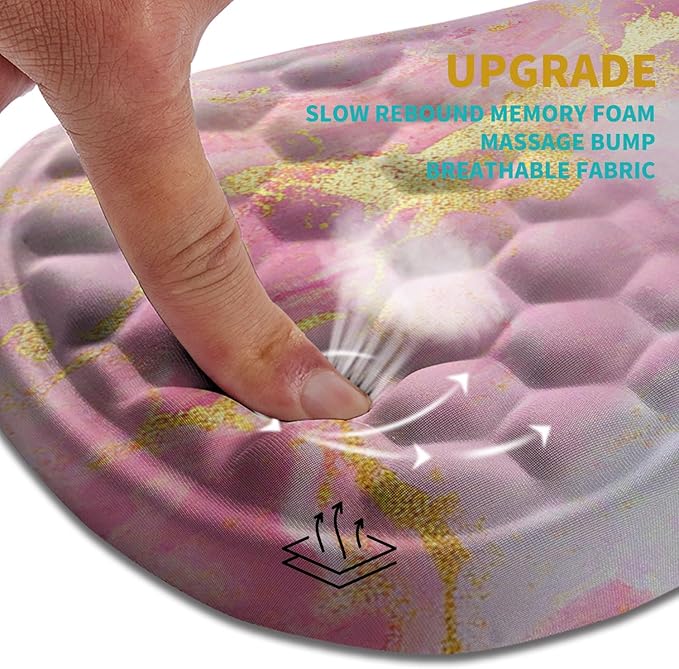 Hokafenle Ergonomic Mouse Pad Wrist Support, Wrist Rest Mousepad for Carpal Tunnel with Integrated Memory Foam Slope Massage Bulge (11.8x7.9 inch,Pink Gold Marble)