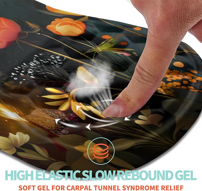 Ergonomic Mouse Pad Wrist Support with Memory Foam Massage Bulge, Carpal Tunnel Mousepad Wrist Rest for Mouse(12x8 inch, Midnight Forest)