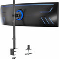 VIVO Single Ultra-Wide Monitor Desk Mount for up to 49 inch Ultrawide Screens, Extra Tall Heavy Duty Adjustable Stand Holds 44 lbs, Black, STAND-V100R