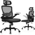 Marsail Ergonomic Mesh Office Chair High Back Desk Chair Adjustable Lumbar Support with Headrest Flip-Up Liftable Arms Swivel Computer Task Chair for Big and Tall People