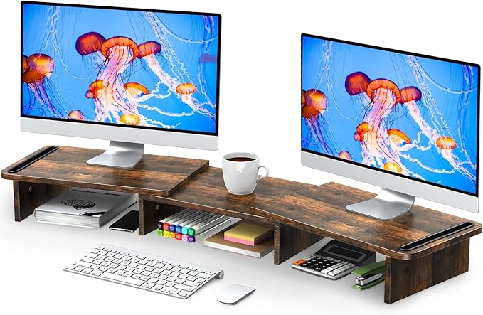 Zimilar Dual Monitor Stand Riser – Rust Brown Large
