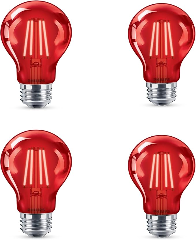 PHILIPS LED 40W A19 4-Pack Red Party Flicker-Free Light Bulbs