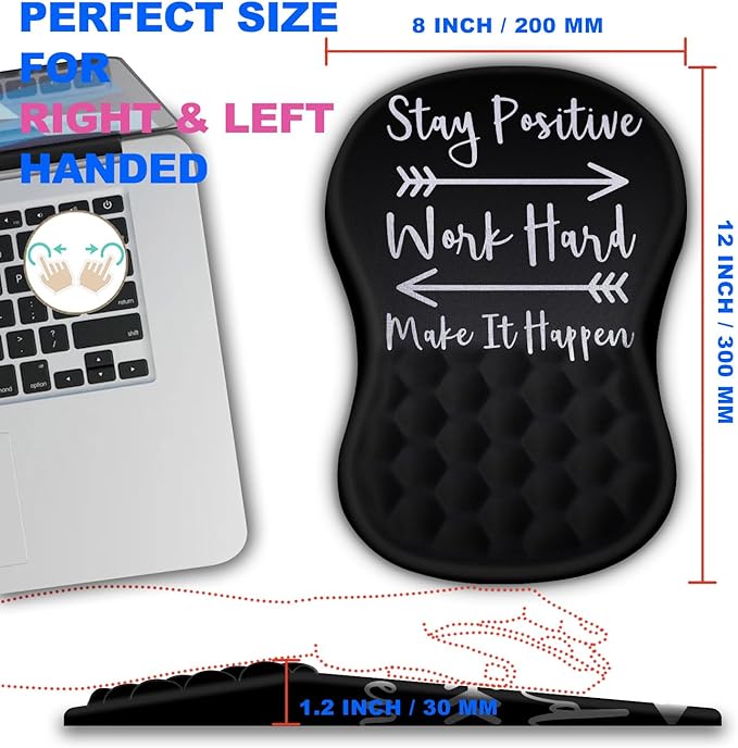 Mouse Pad Wrist Support, Ergonomic Mouse Pad with Massage Dot, Comfortable Computer Mouse Pad for Laptop, Wrist Rest Mousepad with Non-Slip PU Base for Office & Home, 12 x 8 in