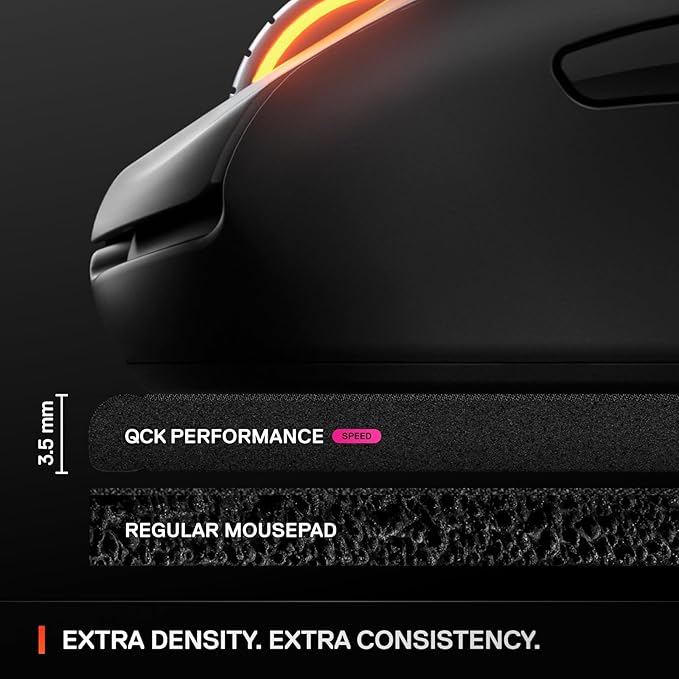 SteelSeries QcK XL Performance Speed Gaming Mousepad — Extra Density for a Smooth Glide — Low-Profile Edge Stitching — Non-Slip Neoprene Rubber Base — 15.75 x 34.43 inch — FPS, MOBAs, RTS, MMO
