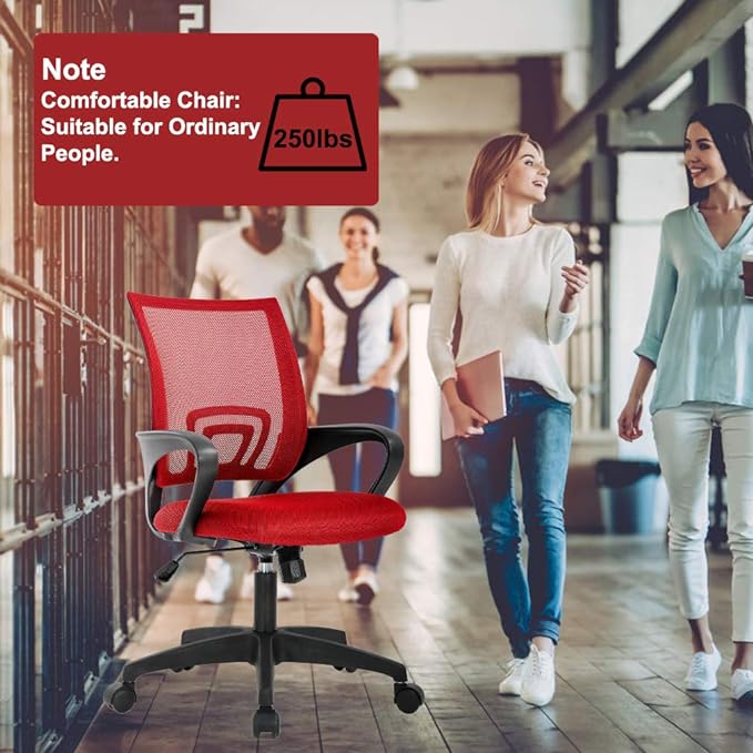 BestOffice Home Office Chair Ergonomic Desk Chair Mesh Computer Chair with Lumbar Support Armrest Executive Rolling Swivel Adjustable Mid Back Task Chair,Red
