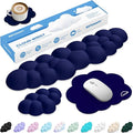 Cloud Wrist Rest Keyboard Cushion, 4-in-1 Ergonomic Cloud Keyboard Wrist Rest and Mouse Pad Set with Memory Foam Arm Support for Palm, Cute Desk Accessory for PC Gaming Setup, Dark Blue
