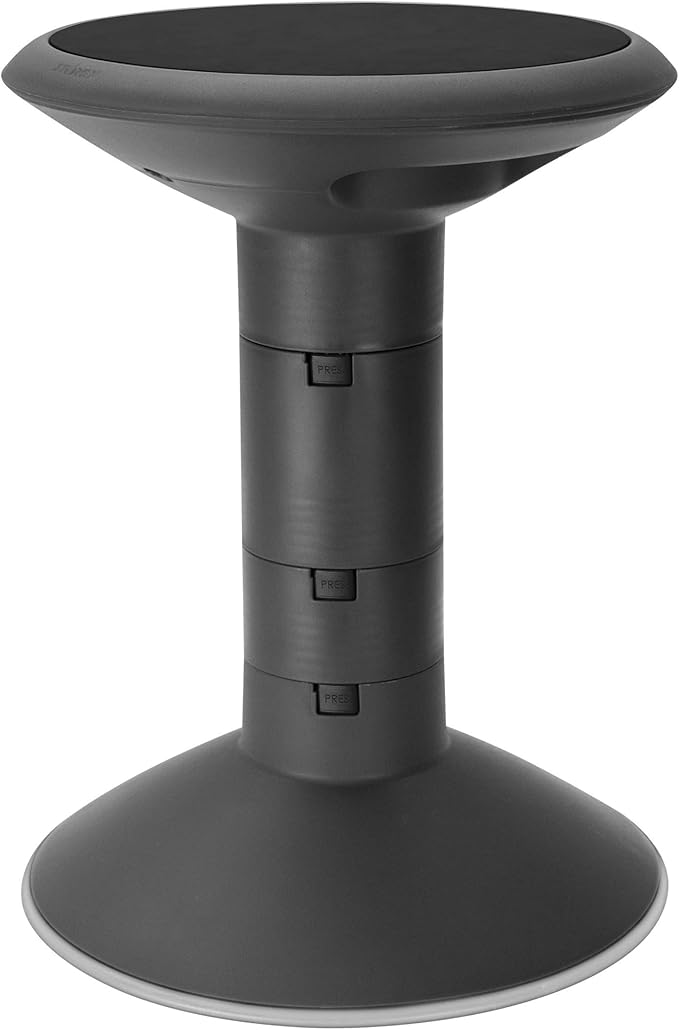 Storex Active Tilt Stool – Ergonomic Seating for Flexible Office Space and Standing Desks, Adjustable 12-24 Inch Height, Black (00320A01C)