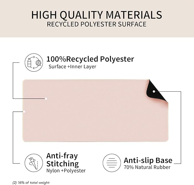 Bloss Beige Desk Mat, Non-Slip Desk Pad Mat, Large Desk Mat for Keyboard and Mouse, Desk Mousepad with Stitched Edges, Keyboard Pad for Gamer, Office(35.4×15.7 Inches)