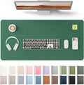 YSAGi Leather Desk Pad Protector, Office Desk Mat, Large Mouse Pad, Non-Slip PU Leather Desk Blotter, Laptop Desk Pad, Waterproof Desk Writing Pad for Office and Home (Jade Green, 35.4" x 17")