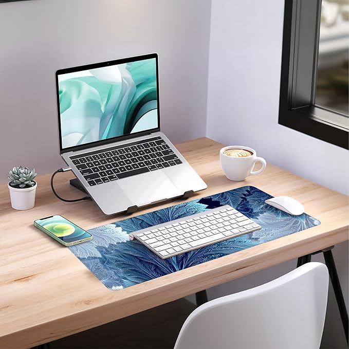 Spring Leaves Extended Gaming Mouse Pad 31.5x11.8inches Large Desk Mat Anti-Slip Rubber Base & Durable Stitched Edges for Gamers Smooth Mouse Writing Surface for Desk Office/Home