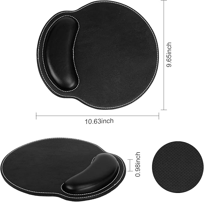 RICHEN Ergonomic PU Leather Keyboard Wrist Rest and Mouse Pad with Wrist Support, Memory Foam Set for Computer/Laptop,Gaming and Office, Comfortable for Easy Typing (PU Black)