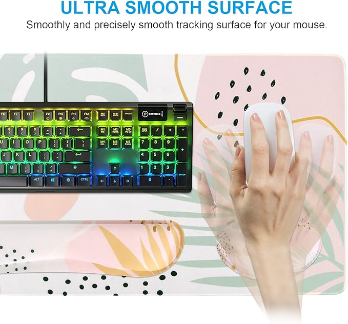 iCasso Desk Pad Mat, Big Ergonomic Mouse Pad + Keyboard Pad + Wrist Rest, Easy Typing & Comfort, 3Pcs (35.4×15.7 in) Keyboard Mat Desk Mat for Keyboard and Mouse (Morlandi)