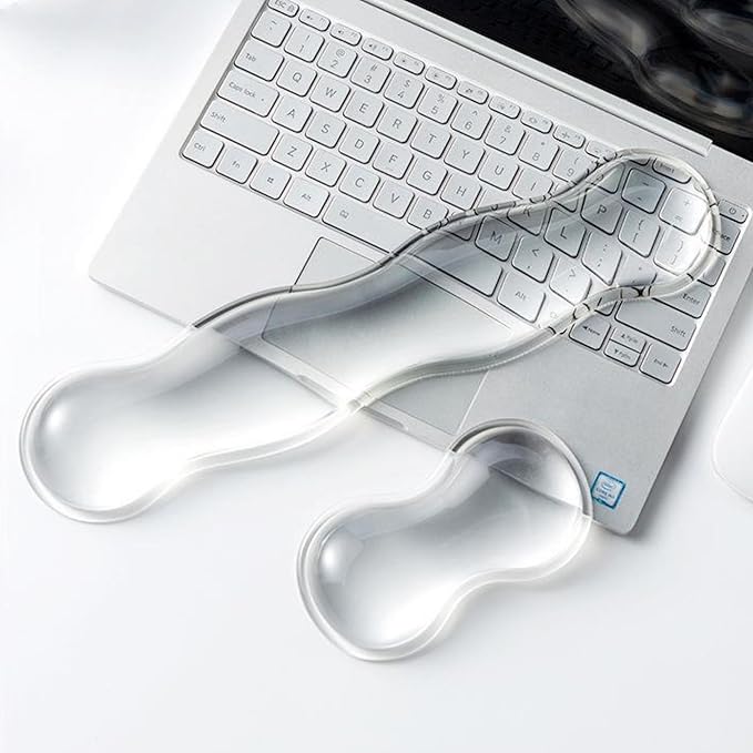 Mouse Pad with Wrist Rest, Soft Cloud Gel Keyboard Mouse Pad Set with Hand Wrist Support, Cute Non Slip Office Desk Accessories for Comfort/PC Gaming/Computer/Laptop, (Clear Wave)