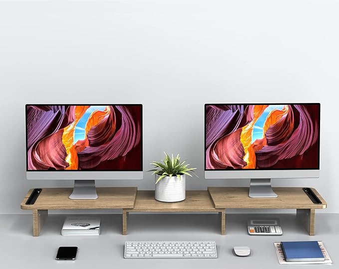 Zimilar Dual Monitor Stand Riser – Wood