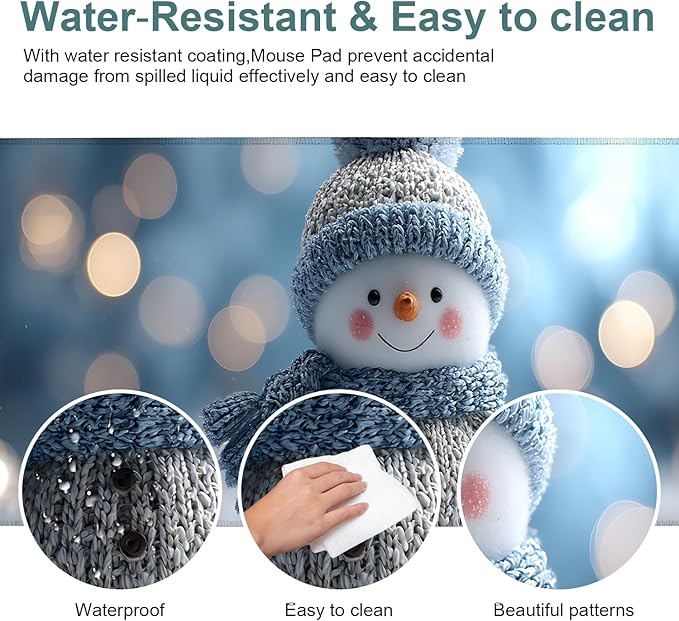 Christmas Snowman Extended Gaming Mouse Pad 31.5x11.8inches Large Desk Mat Anti-Slip Rubber Base & Durable Stitched Edges for Gamers Smooth Mouse Writing Surface for Desk Office/Home