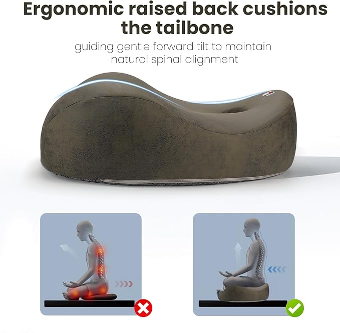 Meditation Cushion & Yoga Seat for Meditation - Cross Leg Floor Cushion for Meditator at Home, Ergonomic Comfortable Memory Foam Zafu Relieves Numbness Tailbone & Hip Pain from Long Sitting.