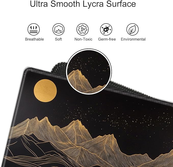 Gaming Mouse Pad 24x12 Desk Mat Gold Mountain Mousepad XL Desk Pad Long Computer Mat Large Mouse Pads for Wireless Mouse Office Work Women