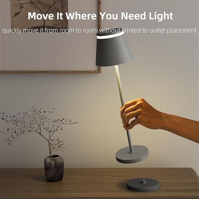 Cordless Table Lamps Set of 2 | USB Charging or Rechargeable Base | LED Lights Touch Operated or Remote Control | Desk Lamp 3 Color Stepless Dimmable | Wireless & Portable Light for Home Outdoor