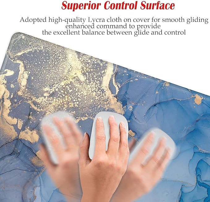 48 x 24 inch Mouse Pad Gaming Mousepad XXXXL Desk Mat Extra Large Desk Pad Giant Computer Mat Blue Marble 48 Inch Mouse Matt for Desktop Office Protector