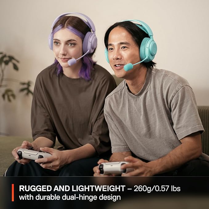 SteelSeries Arctis Nova 3P Wireless Multi-Platform Gaming Headset — Mobile App Control — 40 HR Battery — Neodymium Magnetic Drivers — 2.4GHz/Bluetooth — PS5, PS4, PC, Switch, Mobile — Lavender