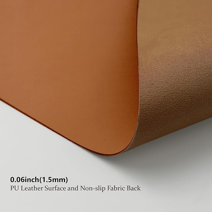 HOMIEAZICOZI Leather Desk Mat - Non-Slip PU Pad for Office and Home Organization Accessories Ideal Large Mouse Mats on Top of Desks (Brown,31.5''x 15.7'') (DPD-Br-M)