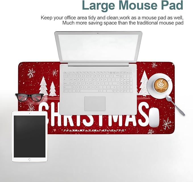 Merry Christmas Extended Gaming Mouse Pad 31.5x11.8inches Large Desk Mat Anti-Slip Rubber Base & Durable Stitched Edges for Gamers Smooth Mouse Writing Surface for Desk Office/Home