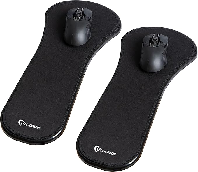 LL-COEUR 2 Pack Arm Support Wrist Rest for Table and Chair, Ergonomic Armrest Desk Extender, Multifunctional Computer Mouse Pad Holder (2 x Black)