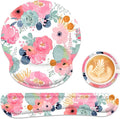 Ergonomic Mouse Pad with Wrist Rest and Keyboard Wrist Rest, Mousepad and Wrist Rest for Computer Keyboard, Non-Slip Rubber Base, Mouse Pad Wrist Support for Gaming, Office, Pink Flower