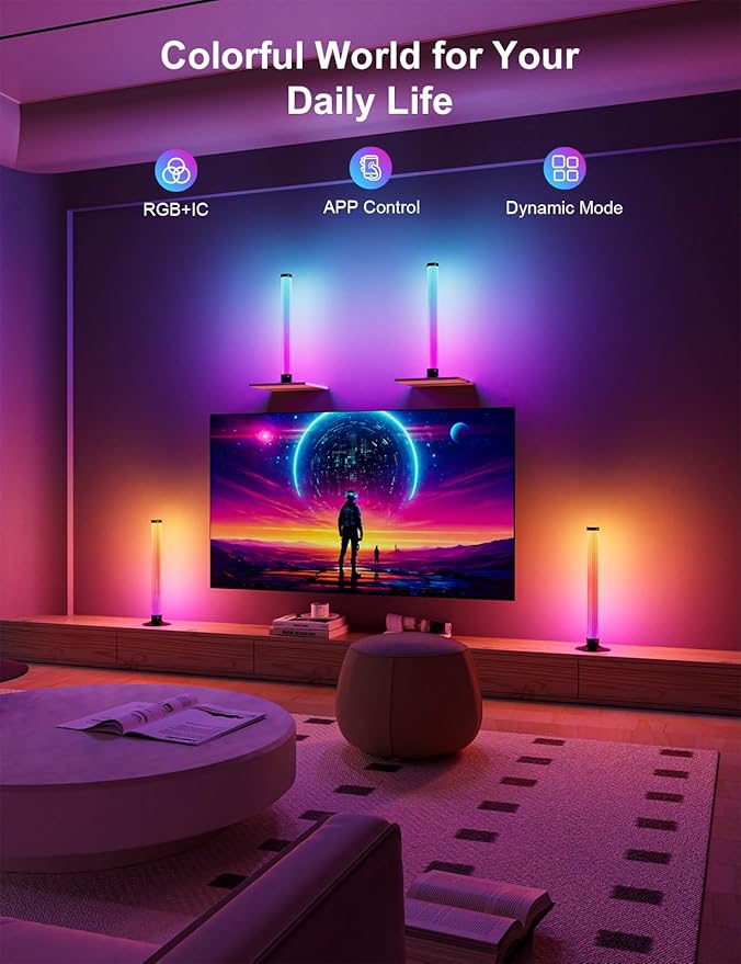 RGB Light Bar, 17" LED Light Bar 360 Degree Emitting, APP Control USB Powered, Color Changing TV Backlight,Monitor Backlights with Music Sync, Ambient Lighting for Desk, PC, Gaming, Party