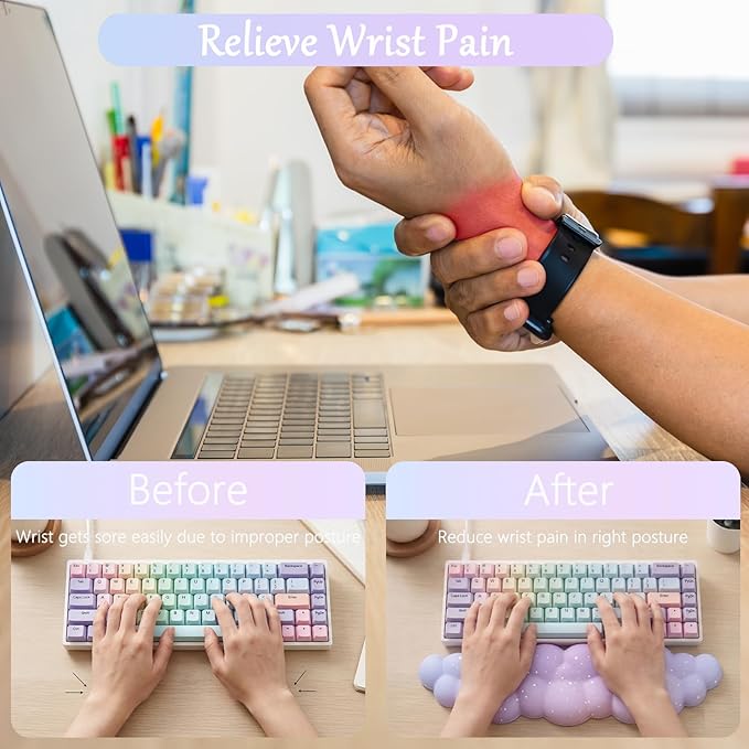 Cloud Mouse Pad Keyboard Wrist Rest for Mouse 4PCS Extended Large Stars Galaxy Space Desk Mat Pad Set Memory Foam Non-Slip Cute Ergonomic Game Mouse Wrist Support for Computer Home Office Purple Blue