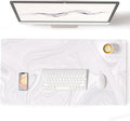 Colorful Star White Marble Large Mouse Pad, Waterproof Office Desk Mat, Non-Slip Computer Gaming Mouse Pad, XXL PC Laptop Protector Pads, PU Leather Desk Writing Pads for Office Home, 31.5" x 15.7"