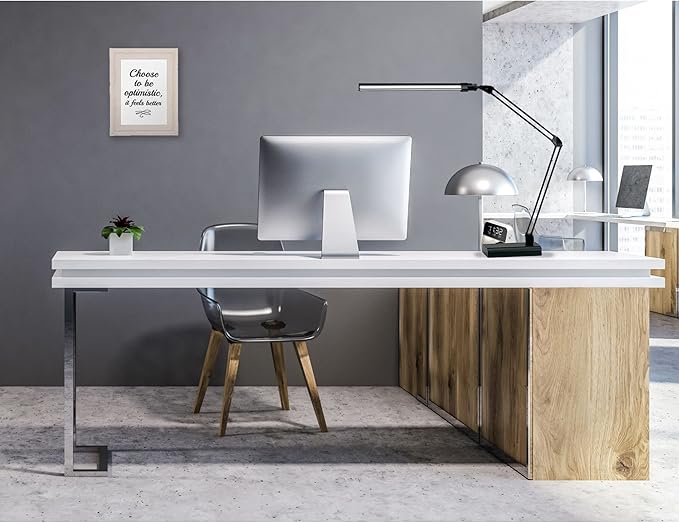 Realspace™ Architect Desk Lamp, Adjustable, 21-1/2"H, Black/Silver
